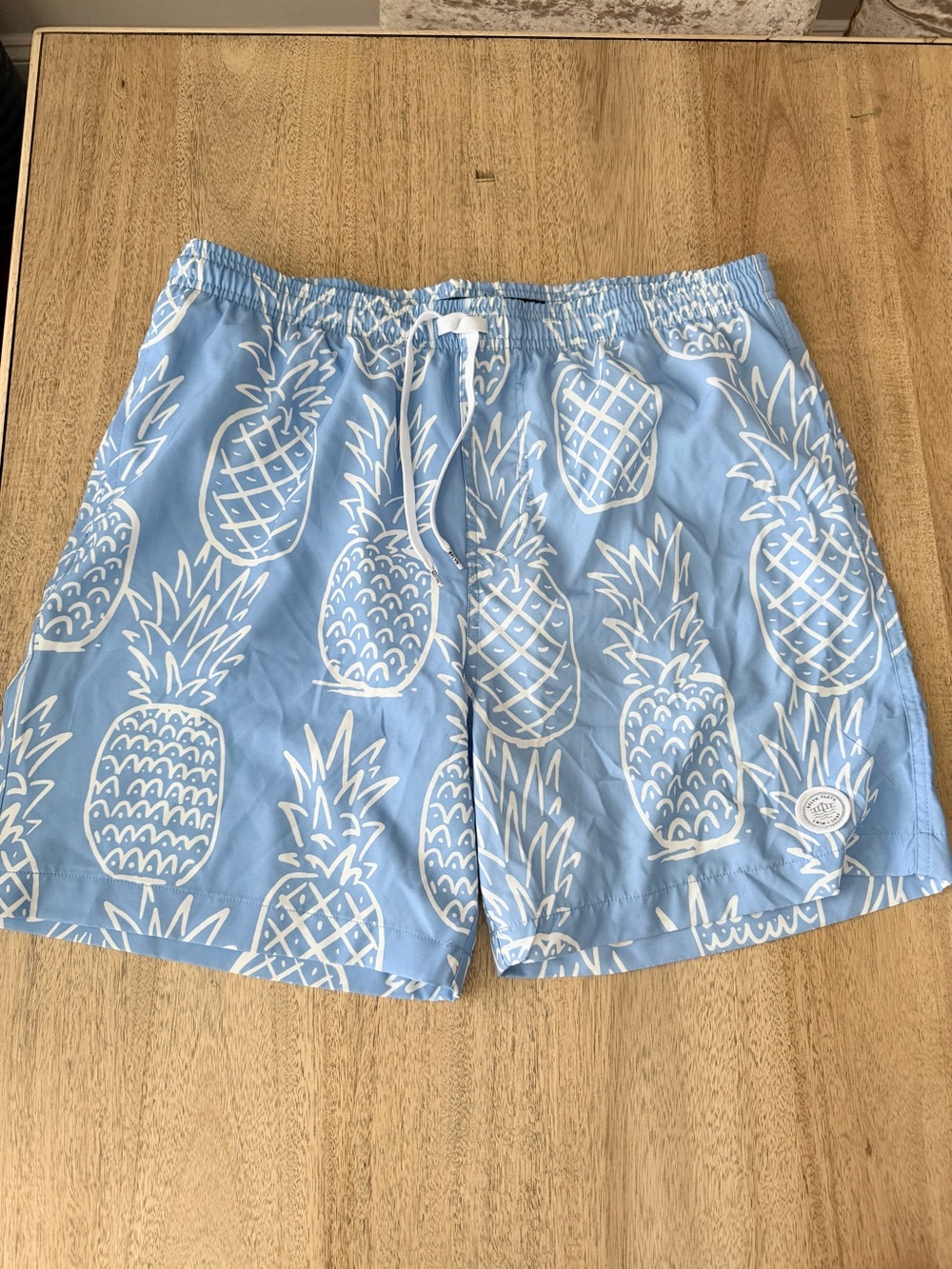 Brooklyn Cloth Light Blue Pineapple Swim Trunks